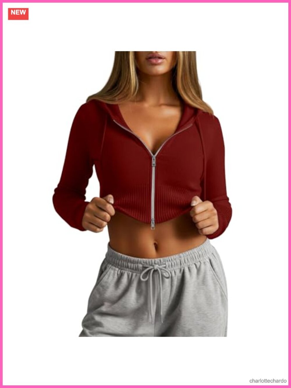 Womens Cropped Zip Up Hoodie Sweatshirt Cardigan Slim Fit Long Sleeve